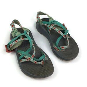 CHACO Z Cloud Sz 8 Teal Orange Aztec Strap Sandal